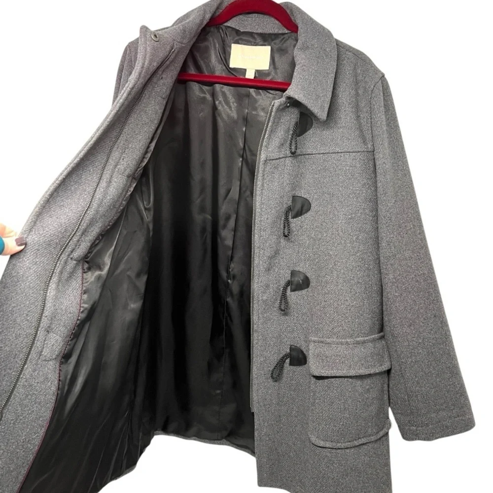Banana Republic Factory Gray Wool Blend Toggle Button Hip Length Coat Women XL - Picture 3 of 8